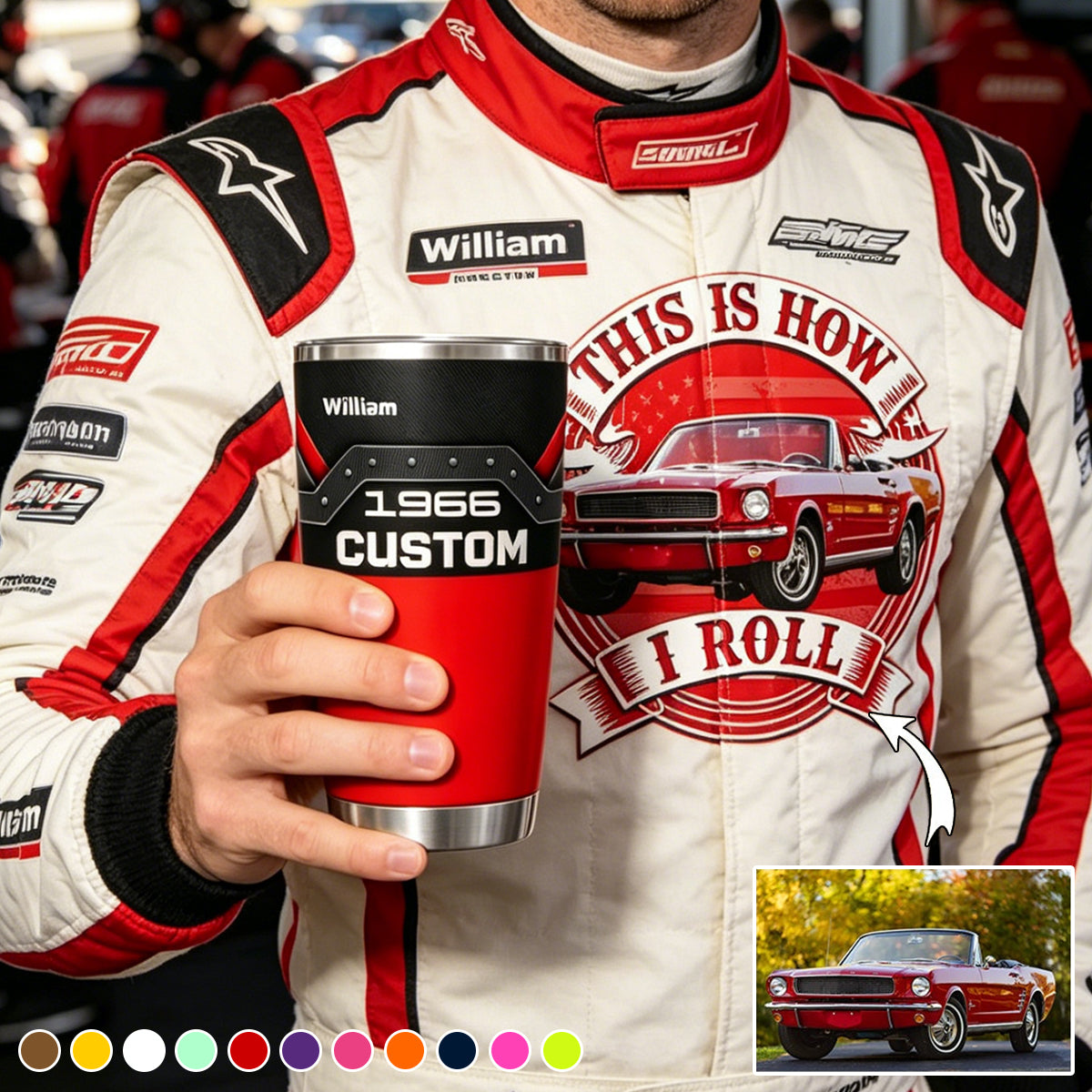 Custom Photo Car Tumbler Gift For Father's Day, Car Lovers