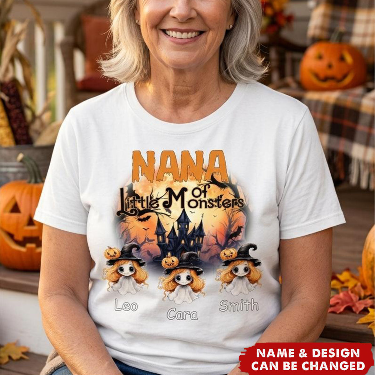 Grandma/Grandpa Of These Little Monsters - Personalized Custom Unisex T-Shirt - Gift For Parents, Gift For Grandparents, Halloween Gift