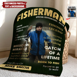 Man Cave Fishing Art - Personalized Blanket, Gift For Fisher