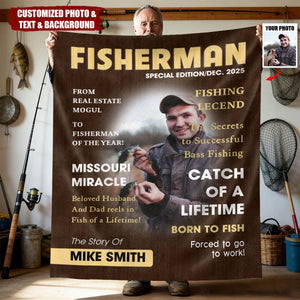 Man Cave Fishing Art - Personalized Blanket, Gift For Fisher