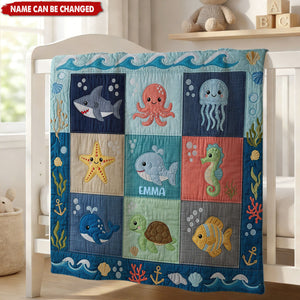 Cute Sea World - Personalized Kid Blanket