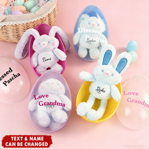 Bunny Hide-and-Seek! - Personalized Stretchable Plush Bunny Keychain & Jumbo Easter Egg Set