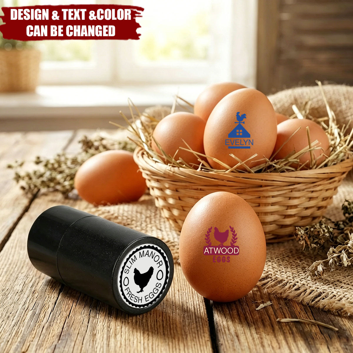Personalized Hen Silhouette Safe Egg Stamp with Food Grade Ink - Birthday Gift for Family Farmer Breeder