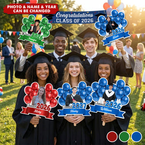 Personalized Balloons Ribbon Graduation Photo Fan - Graduation Ceremony Party Gift for Graduates
