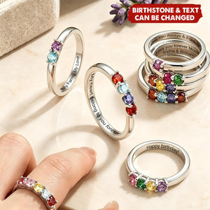 Personalized Elegant 1-8 Birthstones Ring - Birthday Mother's Day Gift for Mom Grandma