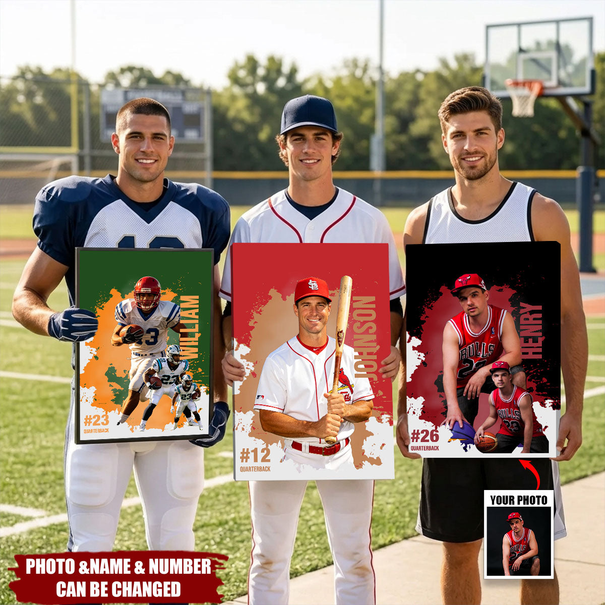 Personalized Athlete Photos Splatter Art Design Canvas Prints Wall Decor Ship Birthday Team Gift for Sports Lover Player