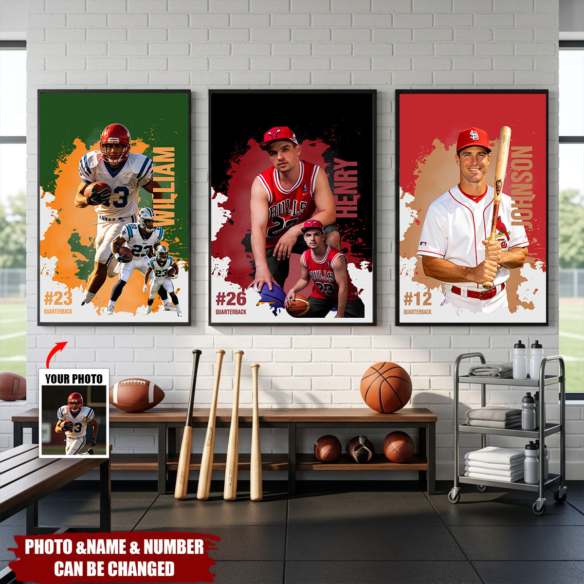 Personalized Athlete Photos Splatter Art Design Canvas Prints Wall Decor Ship Birthday Team Gift for Sports Lover Player