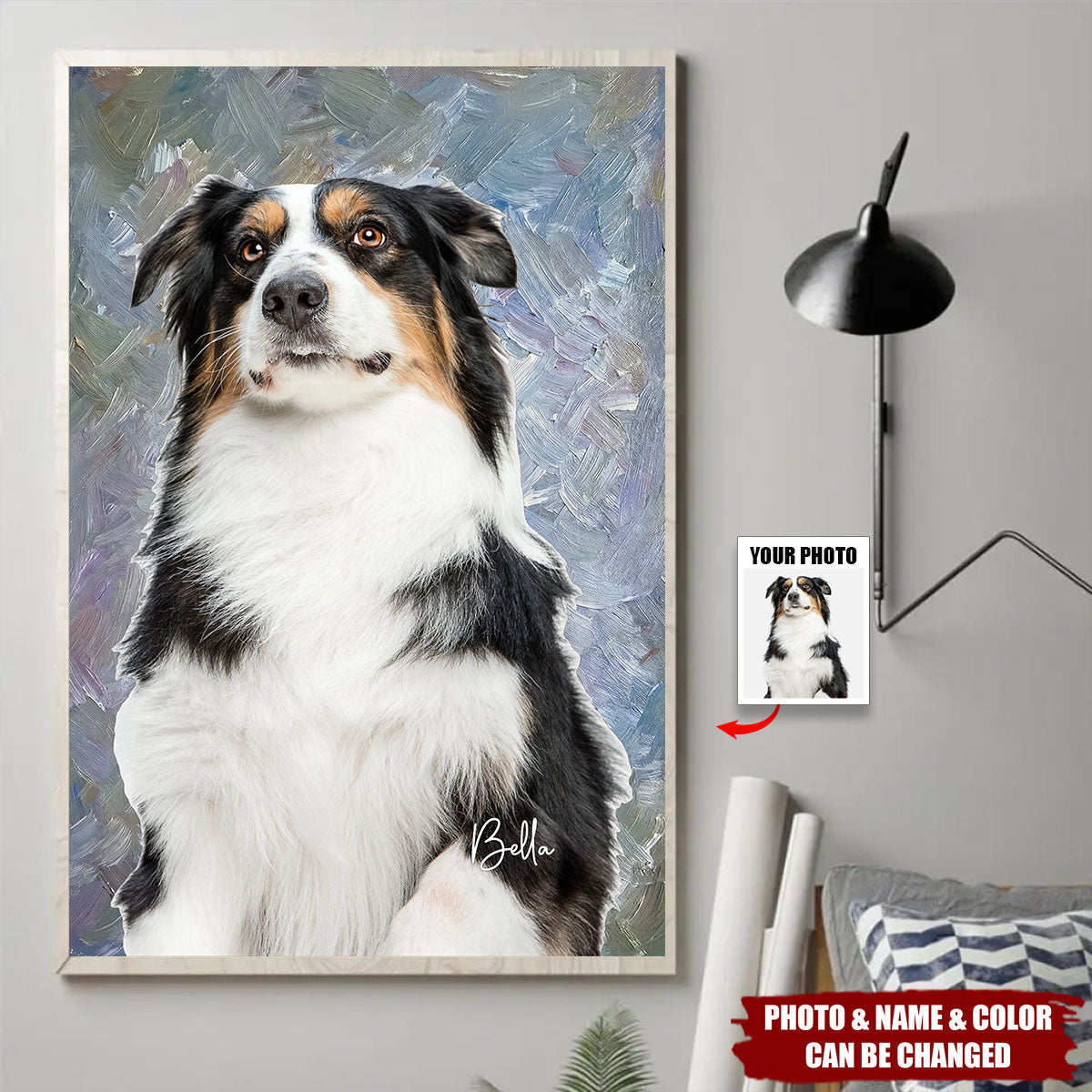 Personalized Modern Painting Texture Style Pet Photo Canvas Prints - Birthday Gift for Pet Lovers