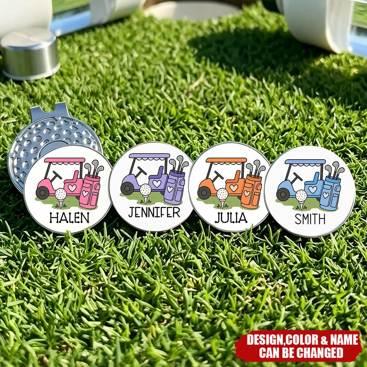 Personalized Golf Cart Golf Ball Marker Magnetic Hat Clip - Birthday Game Day Gift for Golf Player