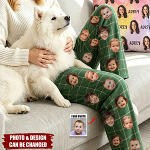 Personalized Multicolor 1-4 Portrait Photos Pants Matching Pajama Set with Drawstring Waist Birthday Gift for Family