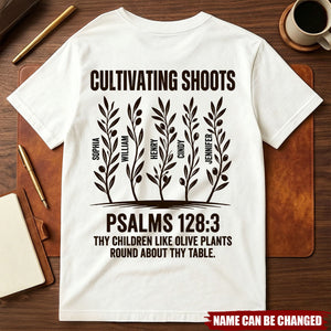 Cultivating Shoots Olive Branch Christian Father's Day Gift For Dad, Husband With Kids' Names - Personalized Shirt
