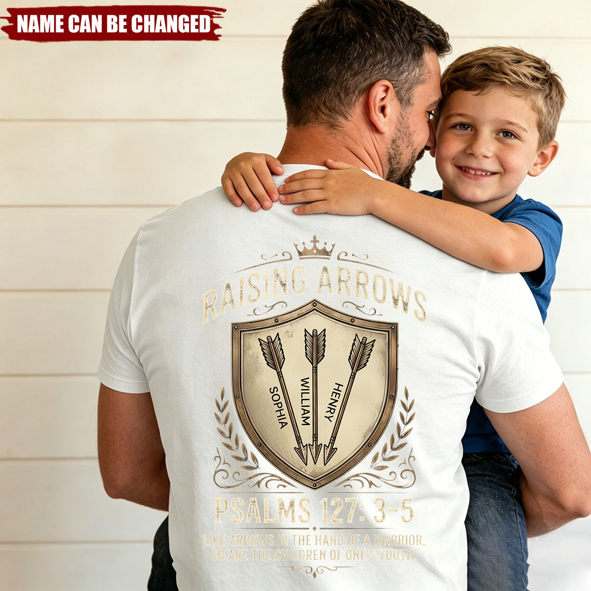 Raising Arrows Vintage Shield Christian Personalized Shirt - Father's Day Gift For Dad, Husband