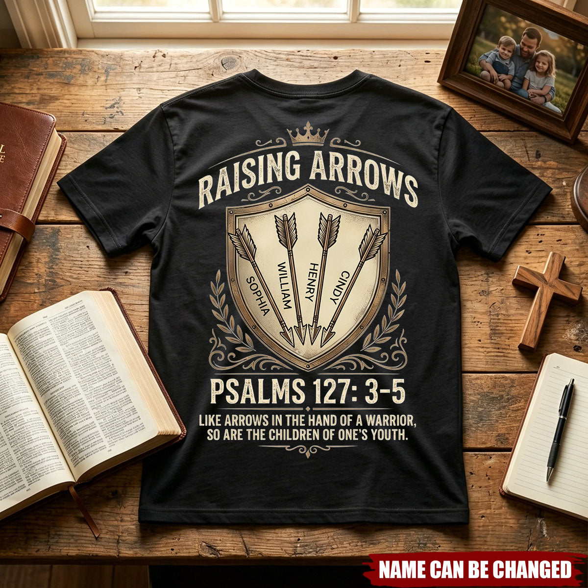 Raising Arrows Vintage Shield Christian Personalized Shirt - Father's Day Gift For Dad, Husband
