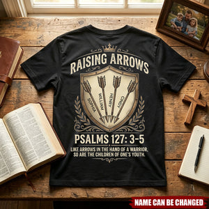 Raising Arrows Vintage Shield Christian Personalized Shirt - Father's Day Gift For Dad, Husband