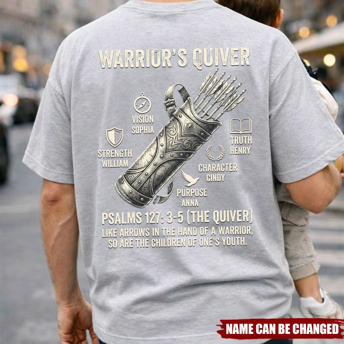 Warrior's Quiver Christian Personalized Bible Verse Shirt - Father's Day Gift For Dad, Husband