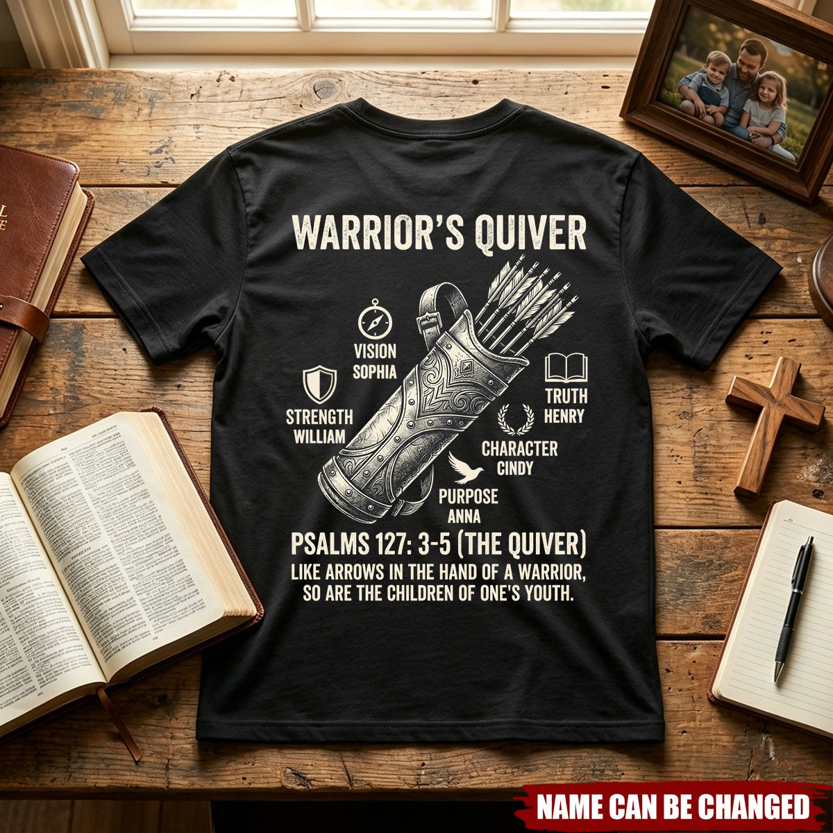 Warrior's Quiver Christian Personalized Bible Verse Shirt - Father's Day Gift For Dad, Husband