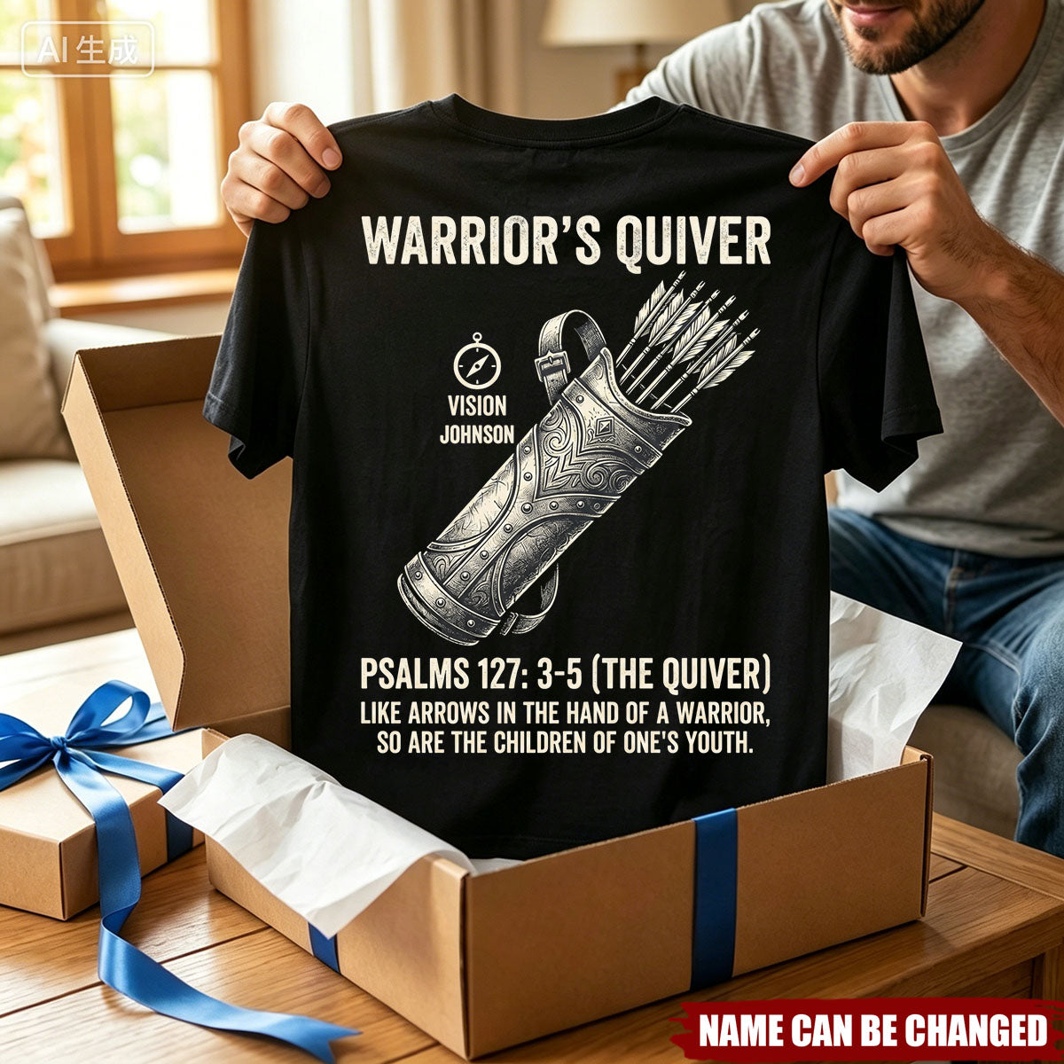 Warrior's Quiver Christian Personalized Bible Verse Shirt - Father's Day Gift For Dad, Husband