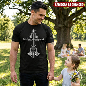 Father's Day Gifts, Fatherhood Is Kingdom Work - Personalized Faith Father Tee Shirt