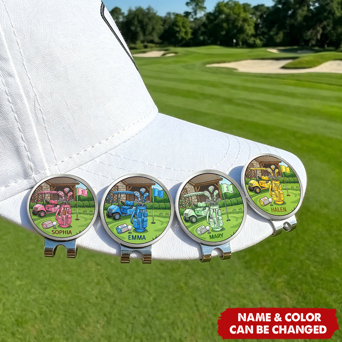 Golf Cart Golf Ball Marker Personalized Magnetic Hat Clip - Birthday Game Day Gift for Golf Lovers