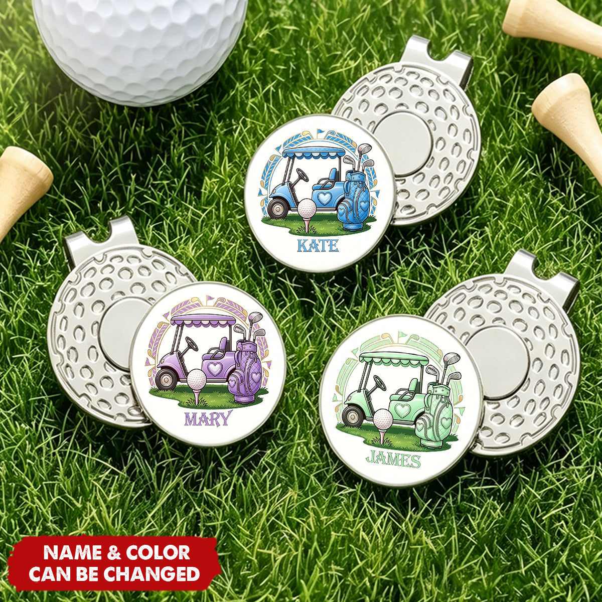 Personalized Golf Ball Marker Magnetic Hat Clip with Name Game Day Gift for Golf Player