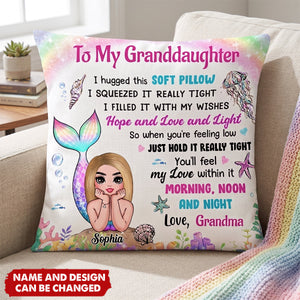 Personalized Granddaughter Daughter Mermaid Hug This Pillow