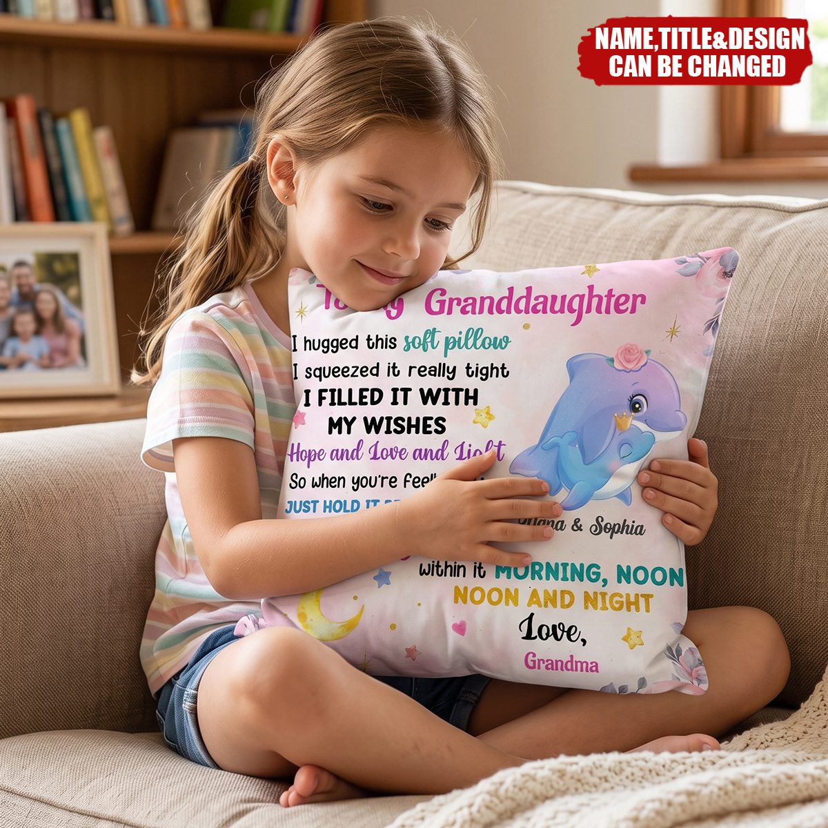 Personalized Granddaughter Daughter Sea Animals Hug This Pillow