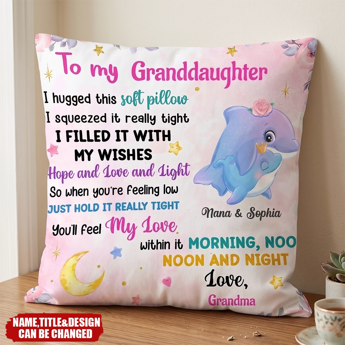 Personalized Granddaughter Daughter Sea Animals Hug This Pillow