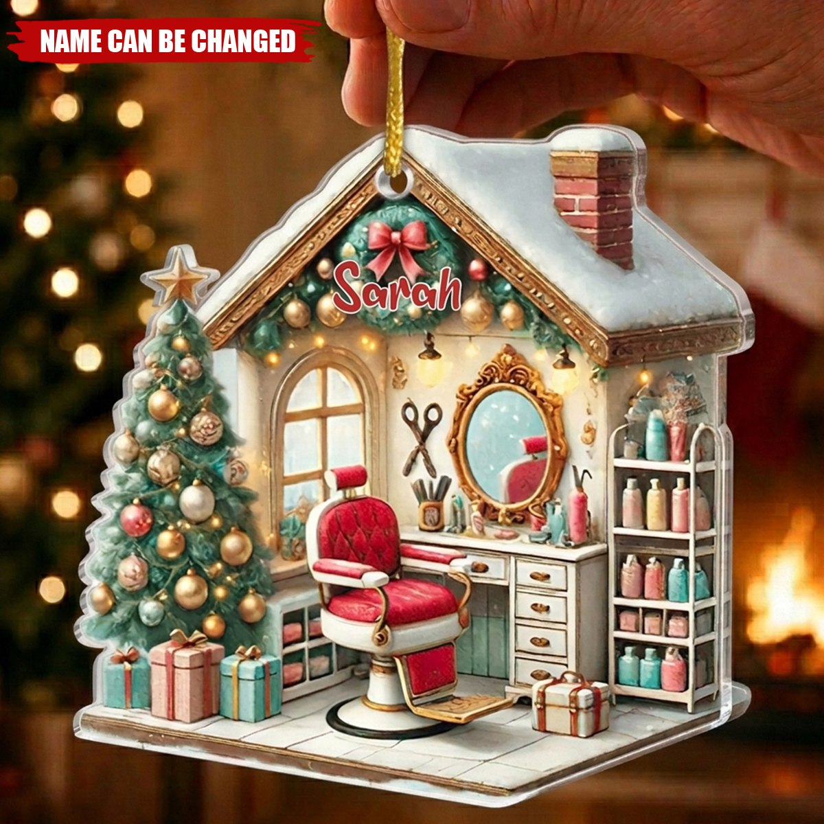 Hair Salon Christmas Tree Personalized Ornament, Gift For Hairdresser