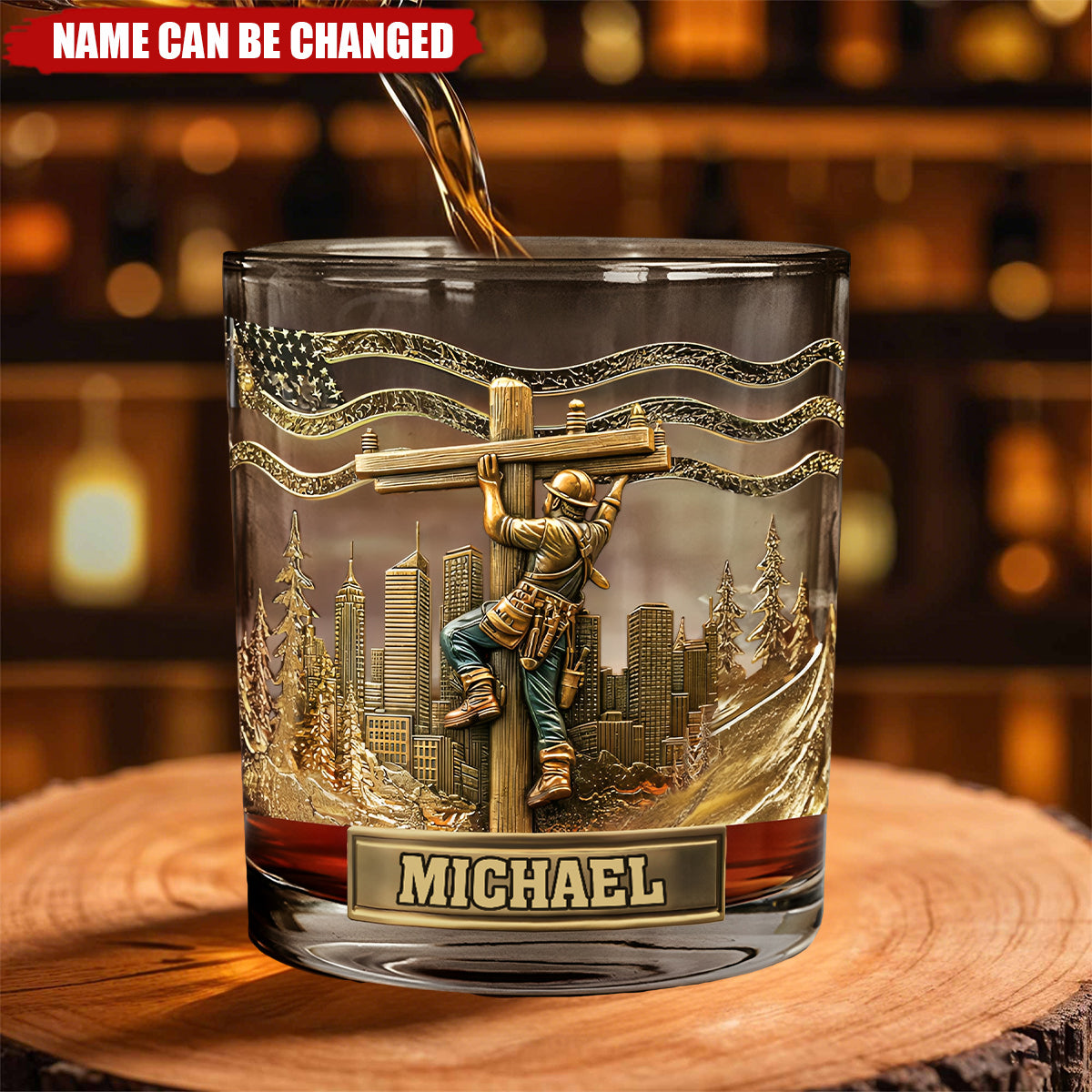 Lineman Legacy Glass - Personalized Lineman Whiskey Glass