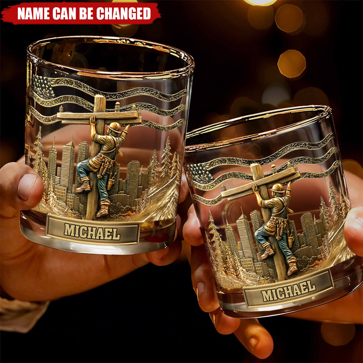 Lineman Legacy Glass - Personalized Lineman Whiskey Glass