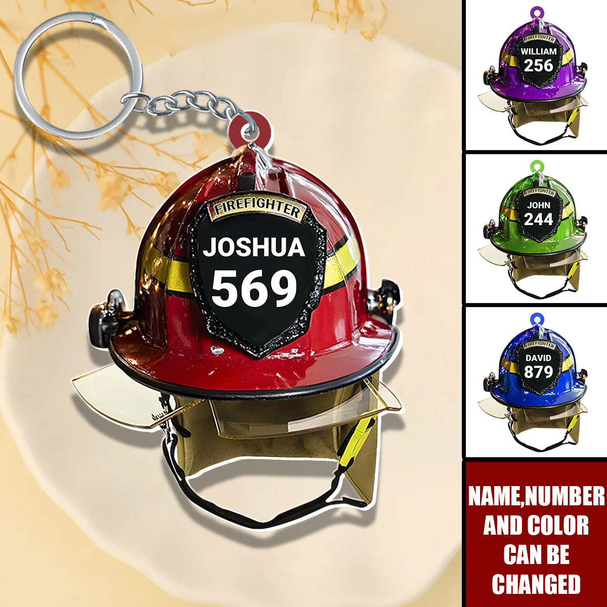 Firefighter Helmet - Personalized Acrylic Keychain