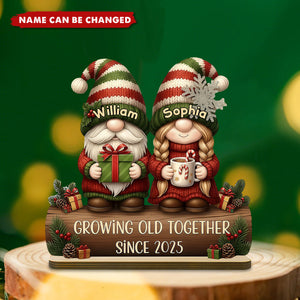 Custom Couple Growing Old Together Plaque - Personalized Standing Wooden Plaque