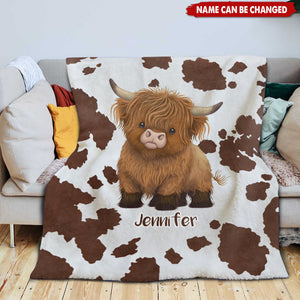 Cute Highland Cow - Personalized Blanket