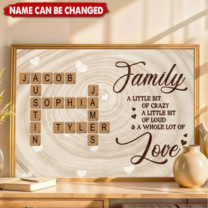 Family Crossword Wall Art A Whole Lot Of Love - Personalized Poster