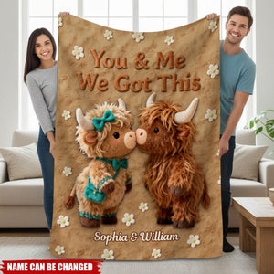 You & Me We Got This - Personalized Highland Cow Blanket