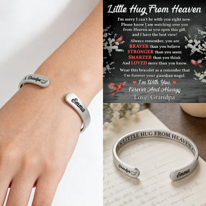 Little Hug From Heaven - Personalized Cuff Bangle Bracelet With Box