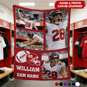 In This House, We Cheer Loud - Personalized Blanket, Football Player Gift, Custom Game Day Photo Sports Blanket