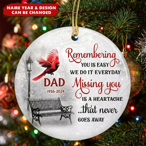 Cardinals Winter Memorial Personalized Circle Ornament