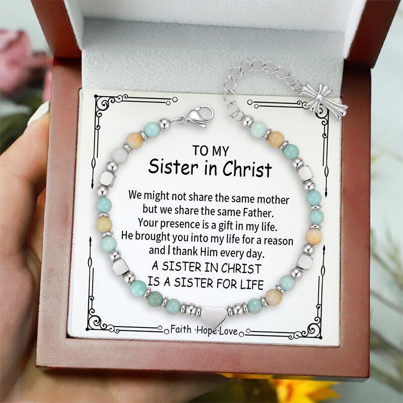 To My Sister - A Sister In Christ Is A Sister for Life - Religious Cross Bracelet