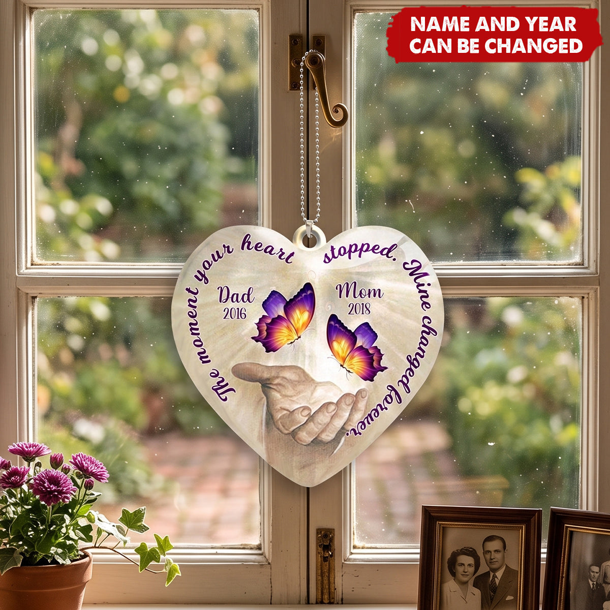 The Moment Your Heart Stopped, Mine Changed Forever Custom Memorial Ornament