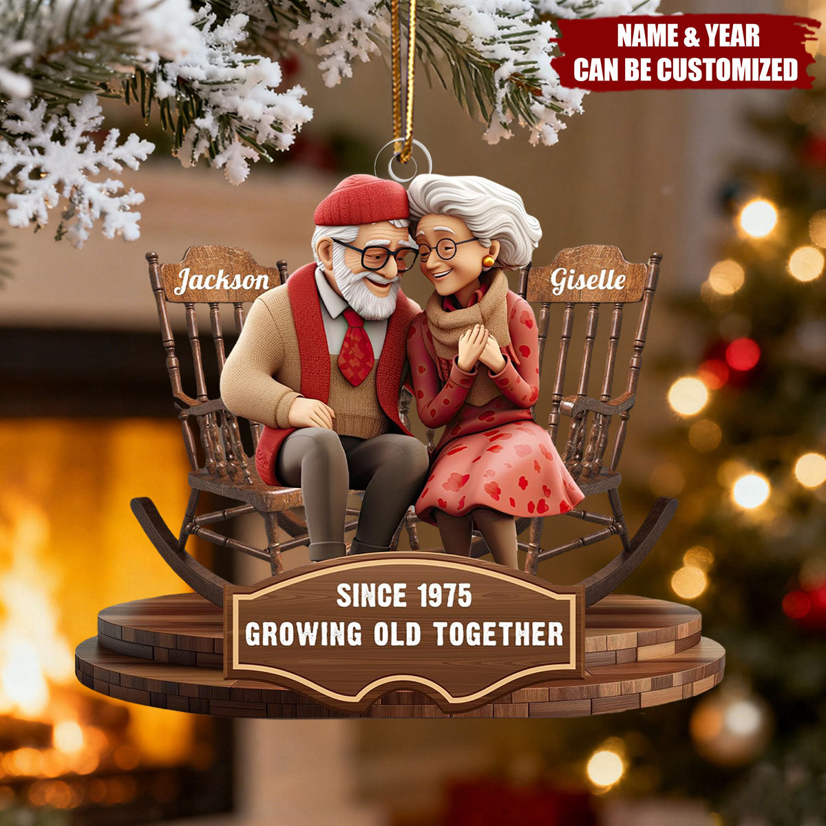 Growing Old Together - Personalized Acrylic Ornament, Gift for Husband Wife Anniversary Wedding
