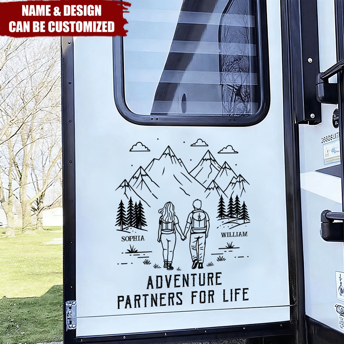 Adventure Partners For Life Camping Couple - Camping Personalized RV Decal