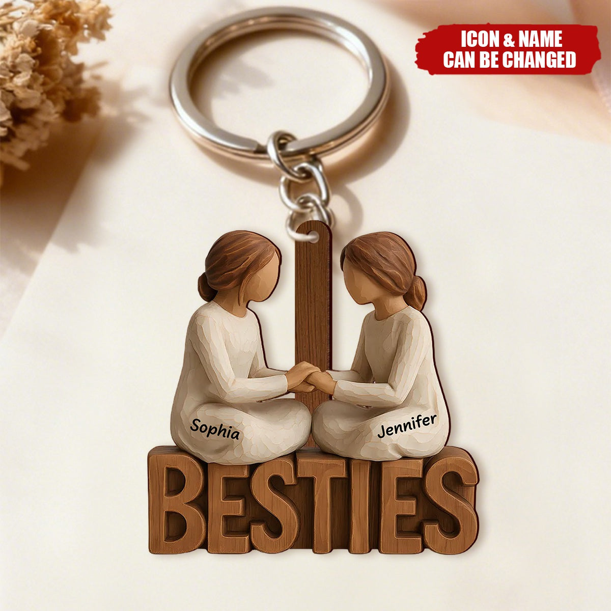 Besties Forever Together - Personalized Acrylic Keychain - Gift For Best Friends