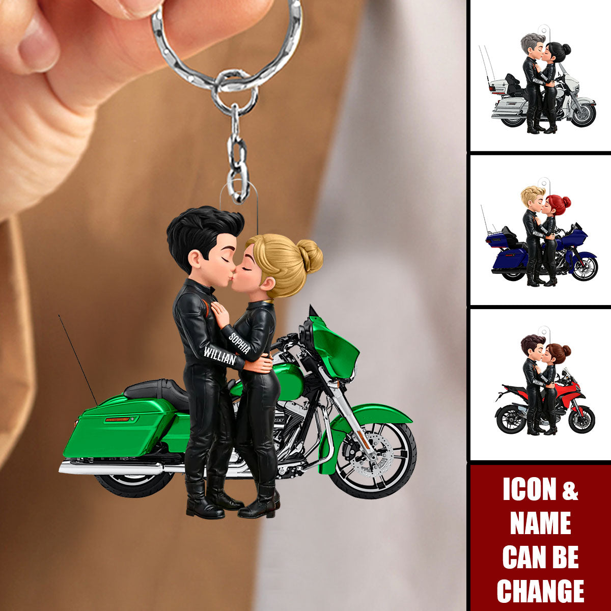 Biker Couple - Personalized Acrylic Keychain - Sentimental Gift for Her, for Him