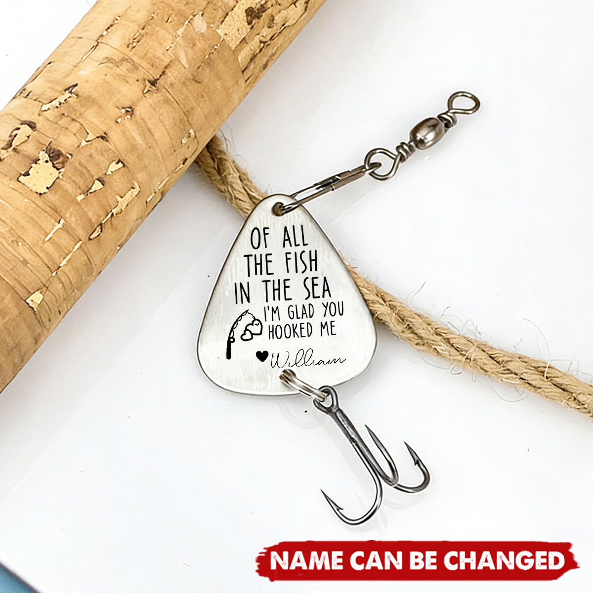 I'm Glad You Hooked Me - Personalized Fishing Lure Keychain