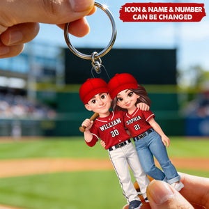 Baseball Couple I'll Always Be Your Biggest Fan Custom Action Figure - Personalized Acrylic Keychain