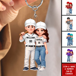 Baseball Couple I'll Always Be Your Biggest Fan Custom Action Figure - Personalized Acrylic Keychain