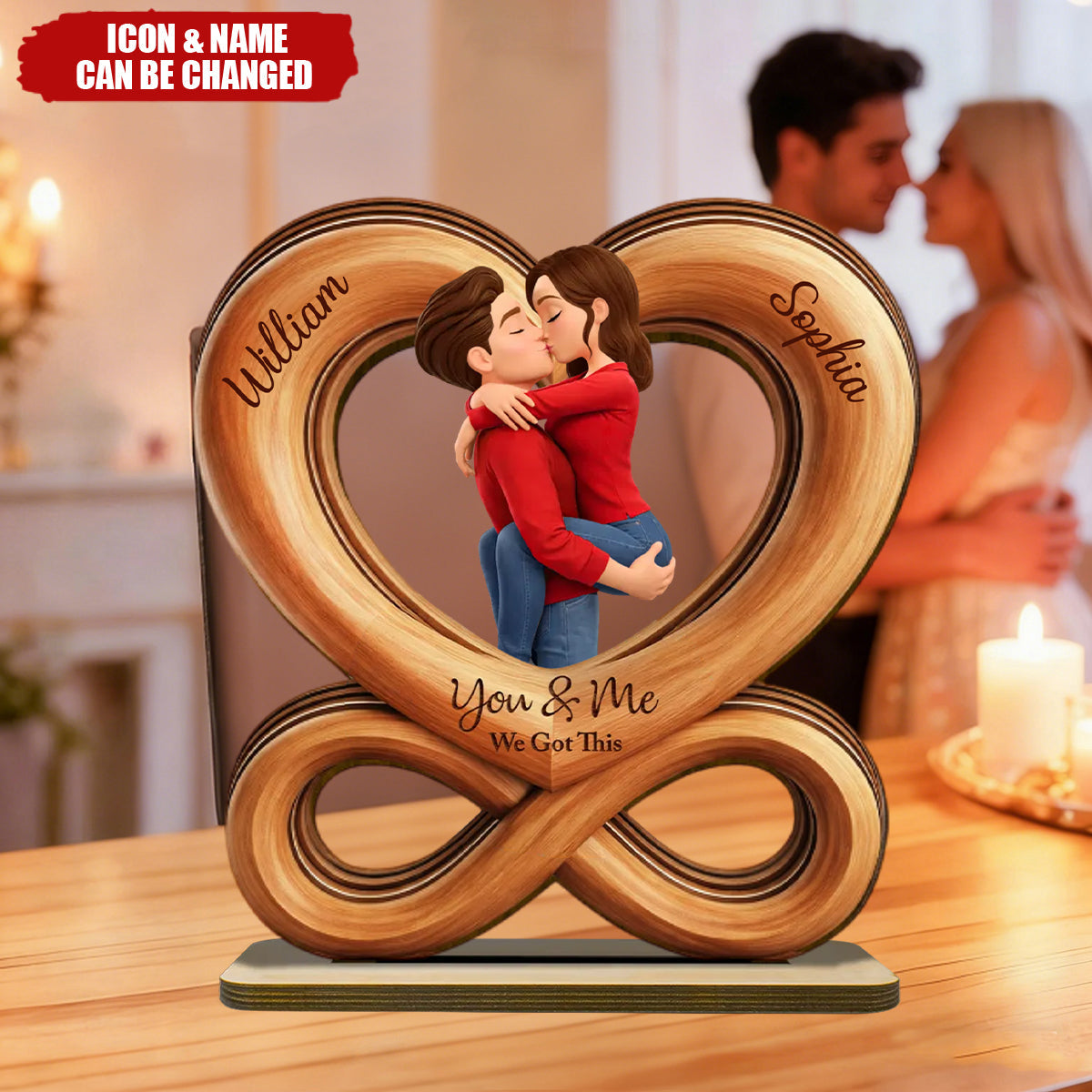 Forever Us Infinity Love - Personalized 2-Layered Wooden Plaque - Anniversary, Valentine's Day Gift