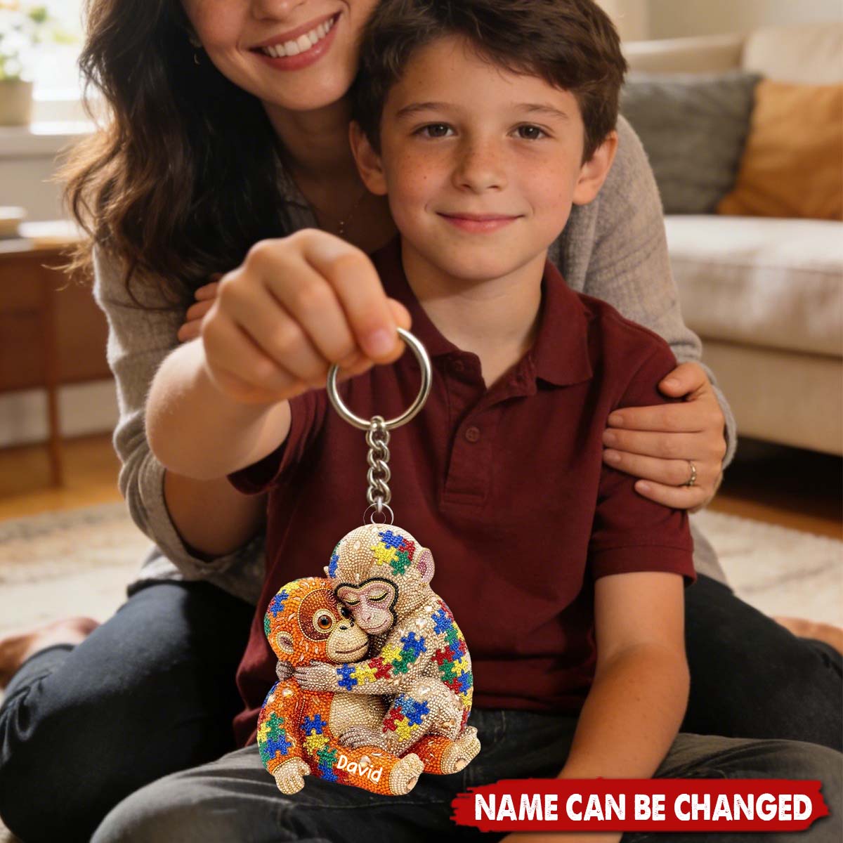 Autism Monkey Punch Keychain - Personalized Gift For Autism Mom