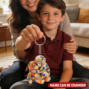 Autism Monkey Punch Keychain - Personalized Gift For Autism Mom